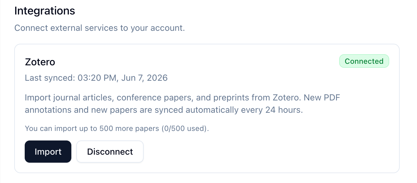 zotero integration linked